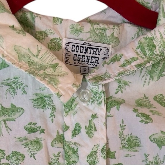 Vintage Country Corner Green Botanical Print Button-Up Dress - Picture 6 of 13